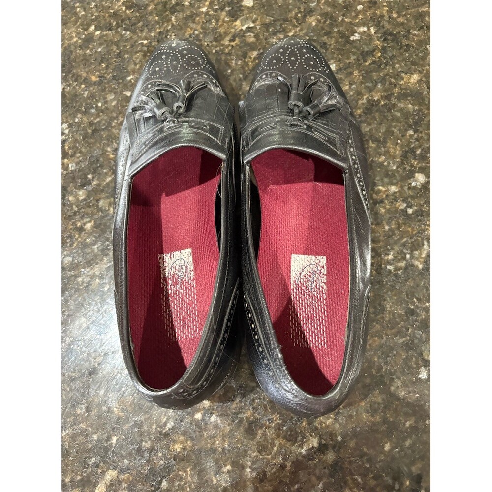 Florsheim Men's Dress Loafers Black Wingtip Tassel Kiltie Slip On Size - Picture 7 of 9